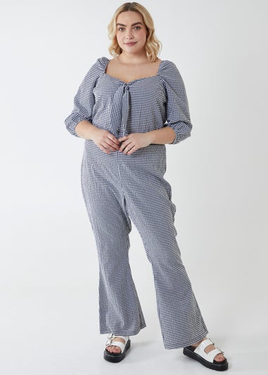 Blue Vanilla Black Curve Gingham Jumpsuit