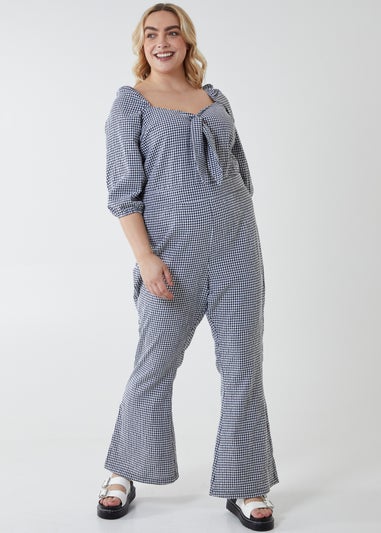 Blue Vanilla Black Curve Gingham Jumpsuit
