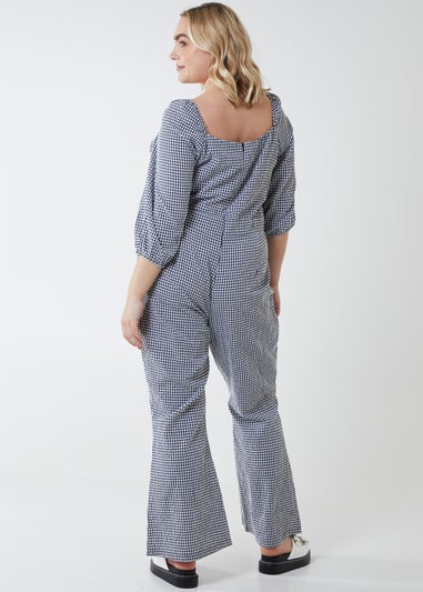 Blue Vanilla Black Curve Gingham Jumpsuit