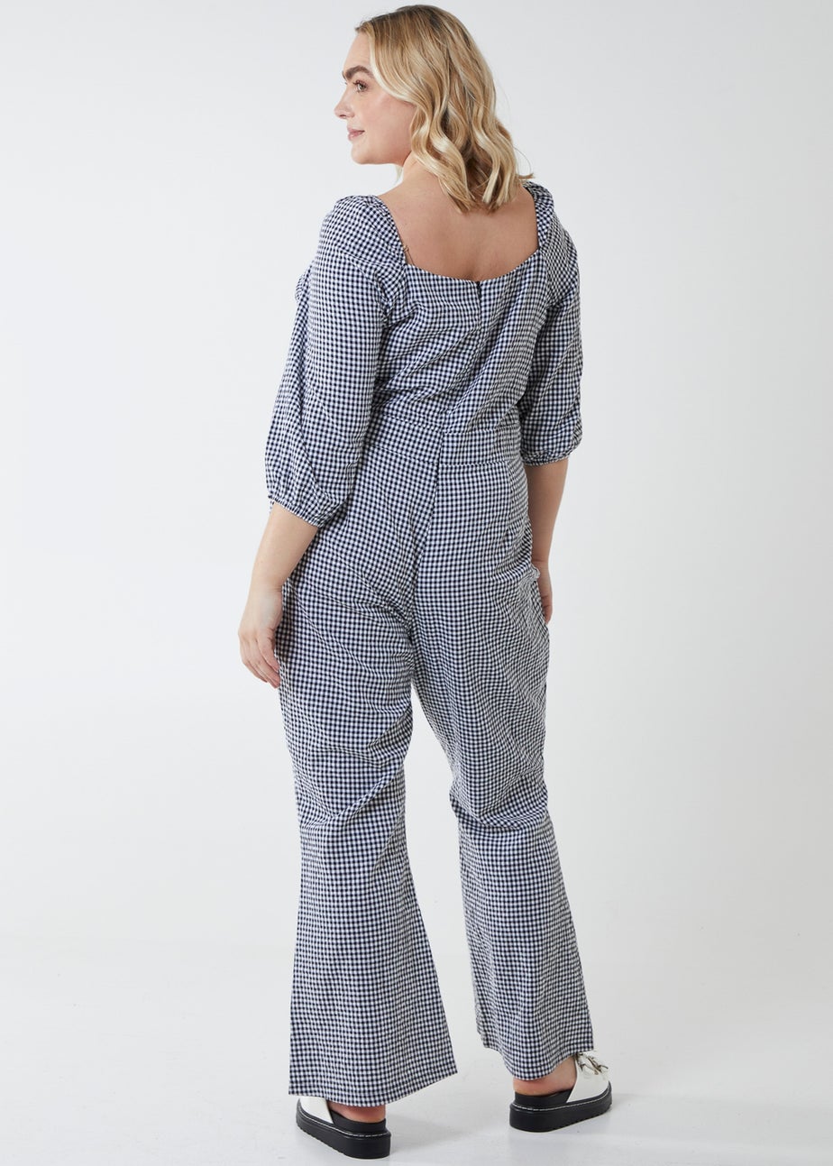 Blue Vanilla Black Curve Gingham Jumpsuit