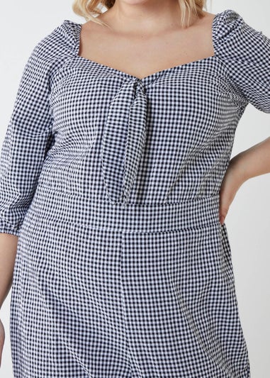 Blue Vanilla Black Curve Gingham Jumpsuit