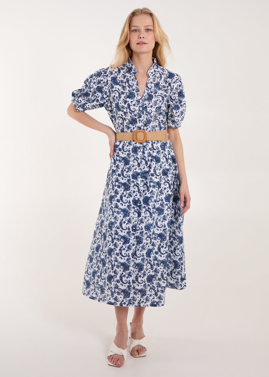 Blue Vanilla Navy V Front Belted Dress
