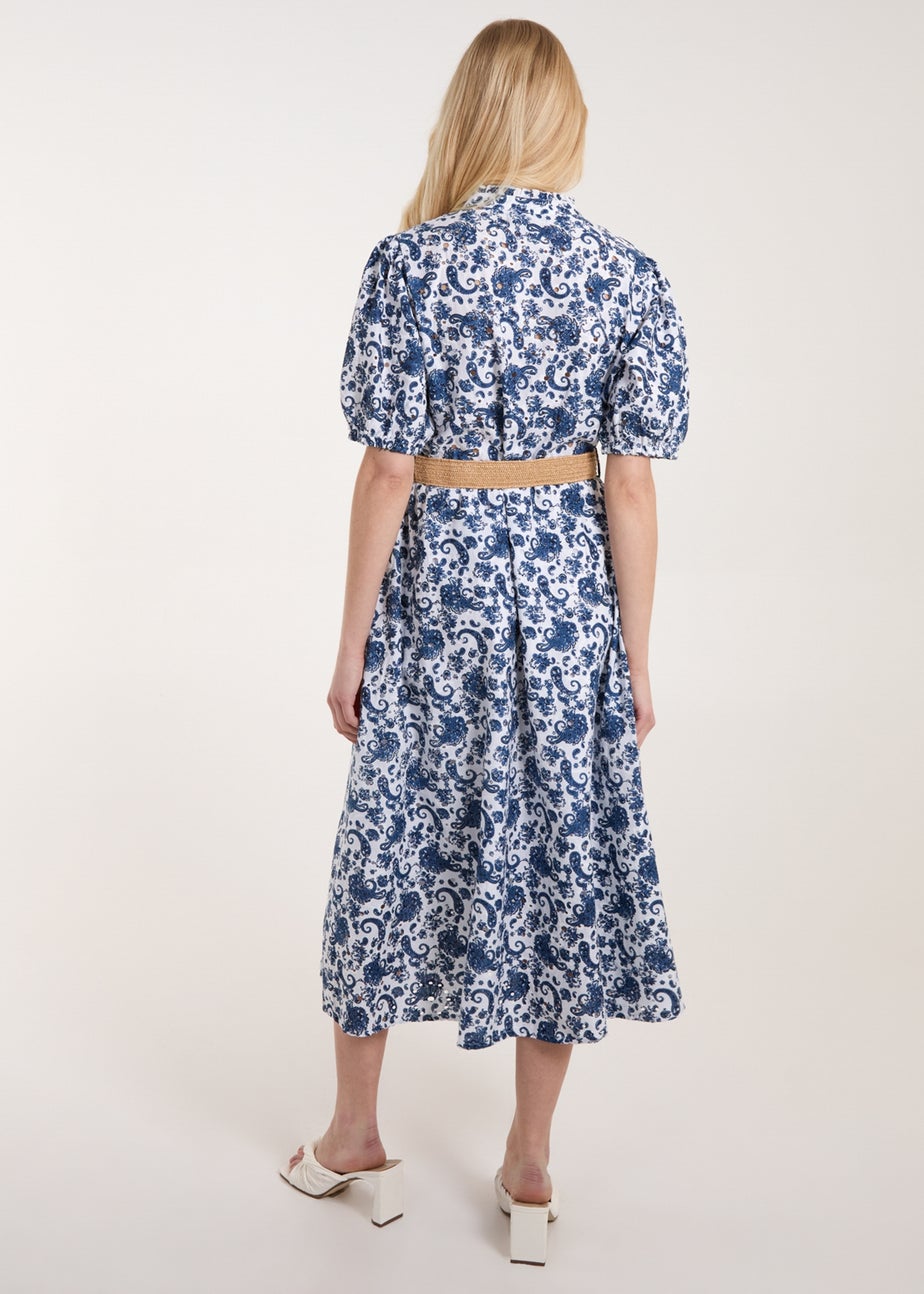 Blue Vanilla Navy V Front Belted Dress