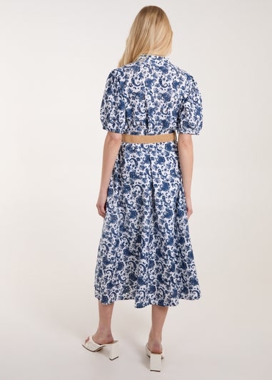 Blue Vanilla Navy V Front Belted Dress