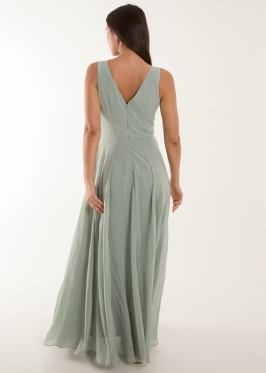 Blue Vanilla Green Embellished V-Neck Maxi Dress