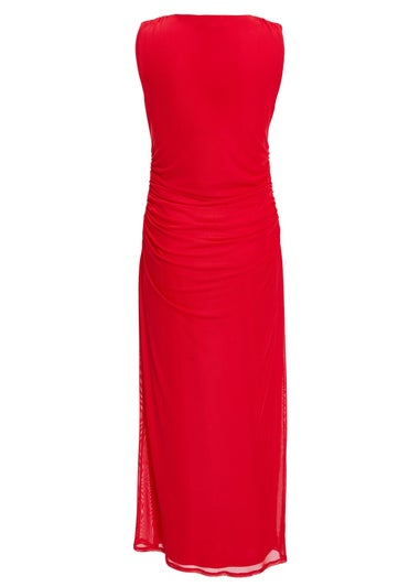 Quiz Red Mesh Midaxi Dress