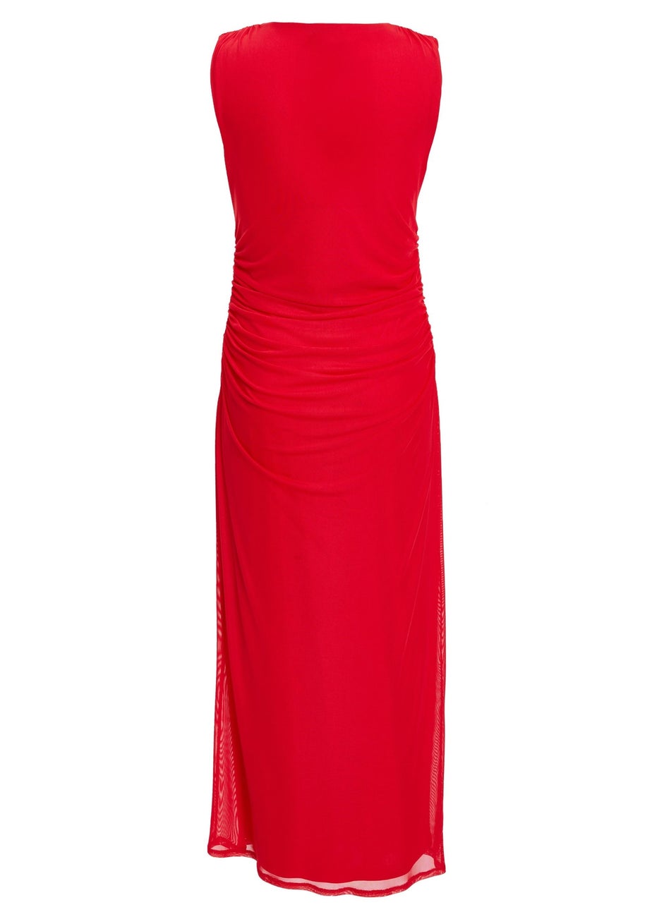 Quiz Red Mesh Midaxi Dress
