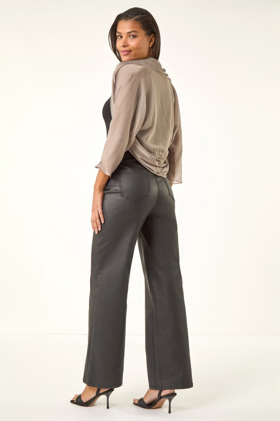 Roman Champagne Ruched Hem Chiffon Bolero