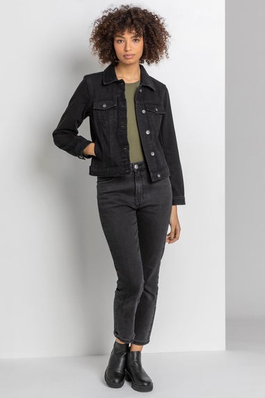 Roman Black Classic Cotton Denim Jacket