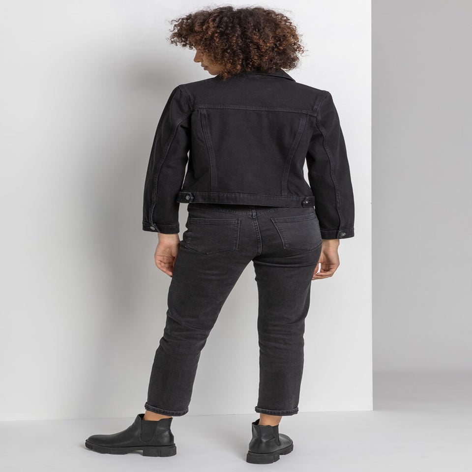 Roman Black Classic Cotton Denim Jacket