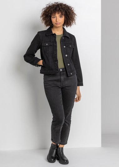 Roman Black Classic Cotton Denim Jacket