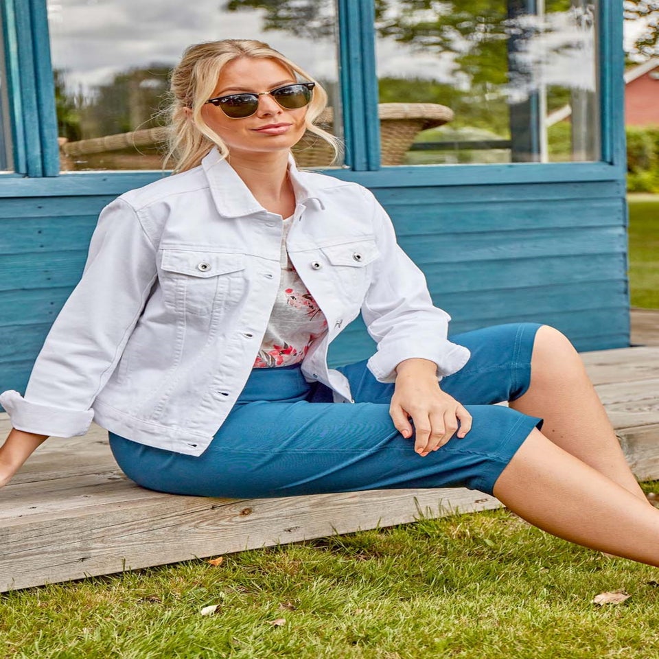 Roman White Classic Cotton Denim Jacket