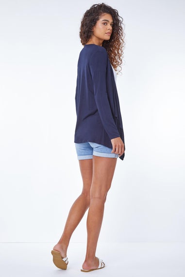Roman Navy Waterfall Front Jersey Cardigan