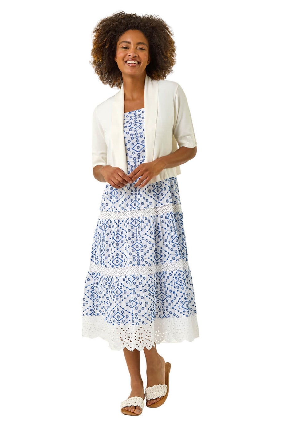 Roman Natural Button Cuff Knitted Shrug