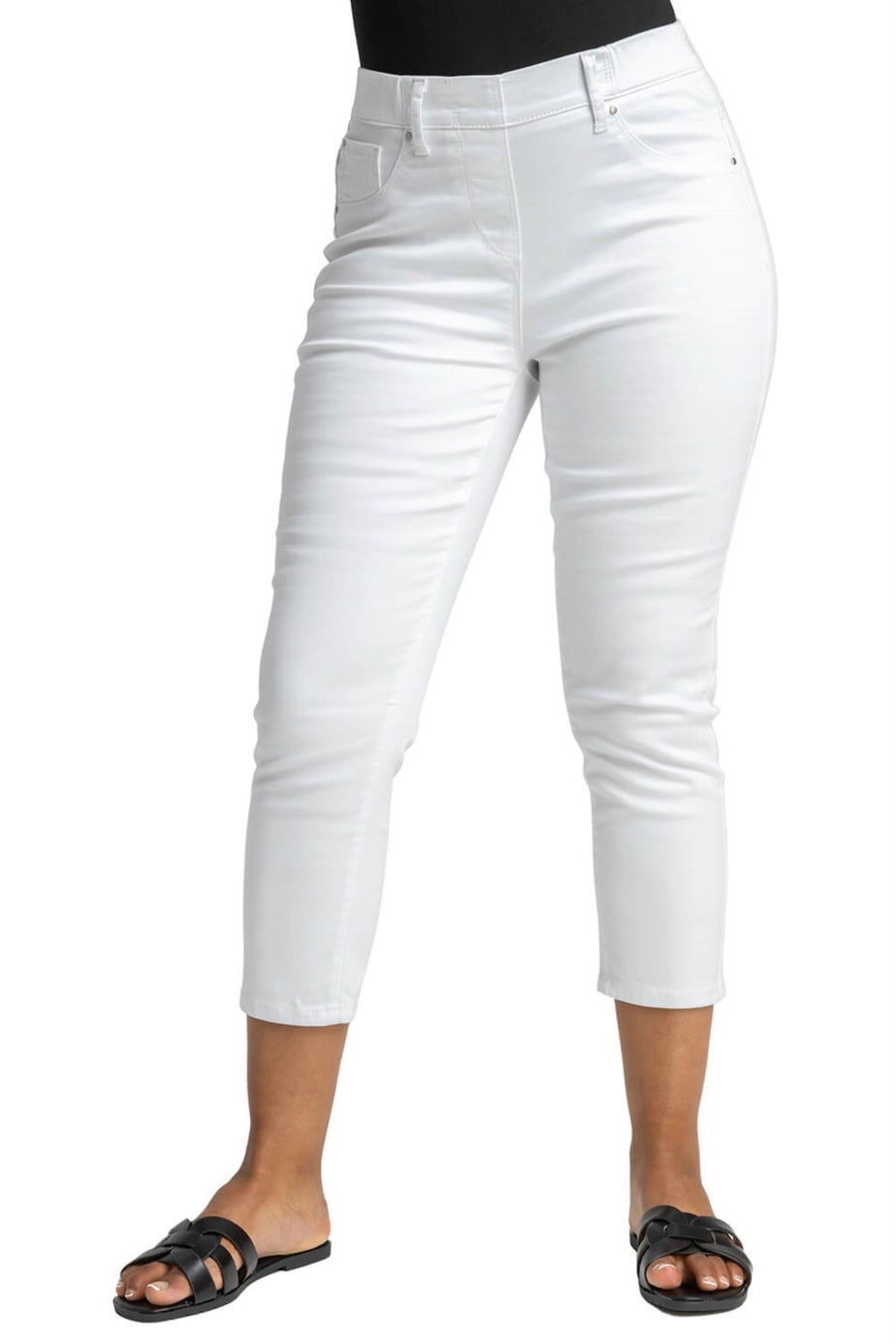 Roman White Petite Stretch Crop Denim Jegging