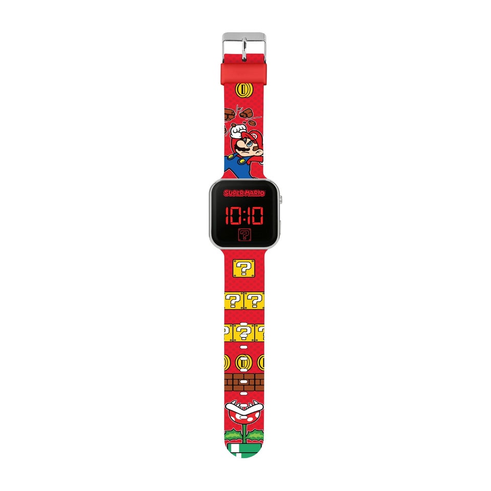 Super Mario Red Printed Strap LED Watch
