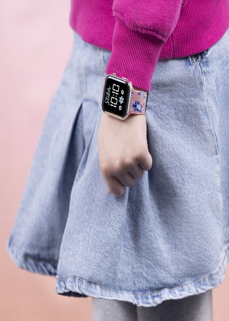 Disney Stitch Pink Stitch Printed Strap LED Watch