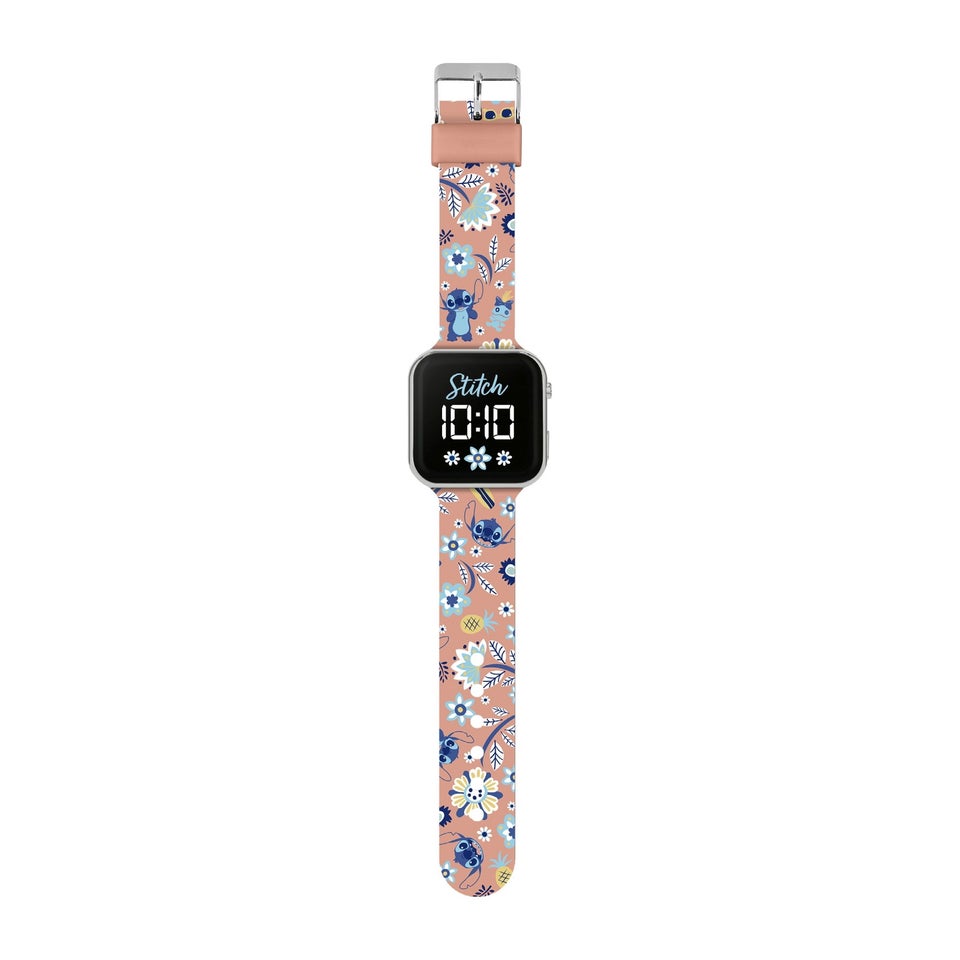Disney Stitch Pink Stitch Printed Strap LED Watch