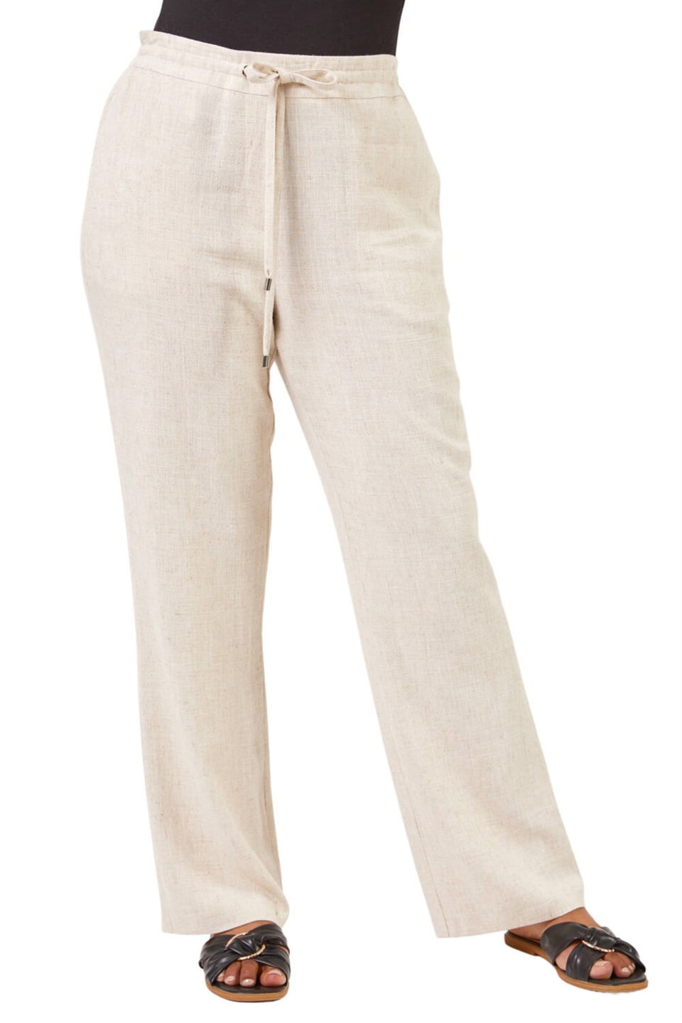 Roman Stone Petite Linen Tie Front Trousers