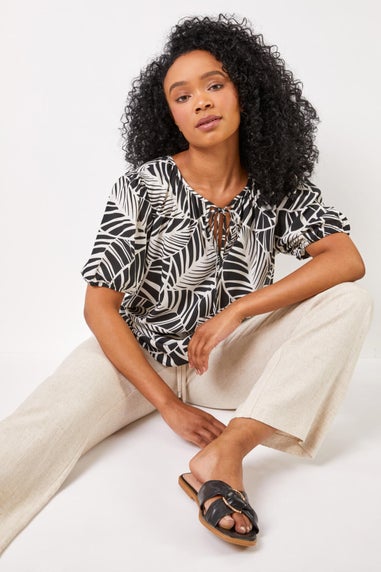 Roman Stone Petite Linen Tie Front Trousers