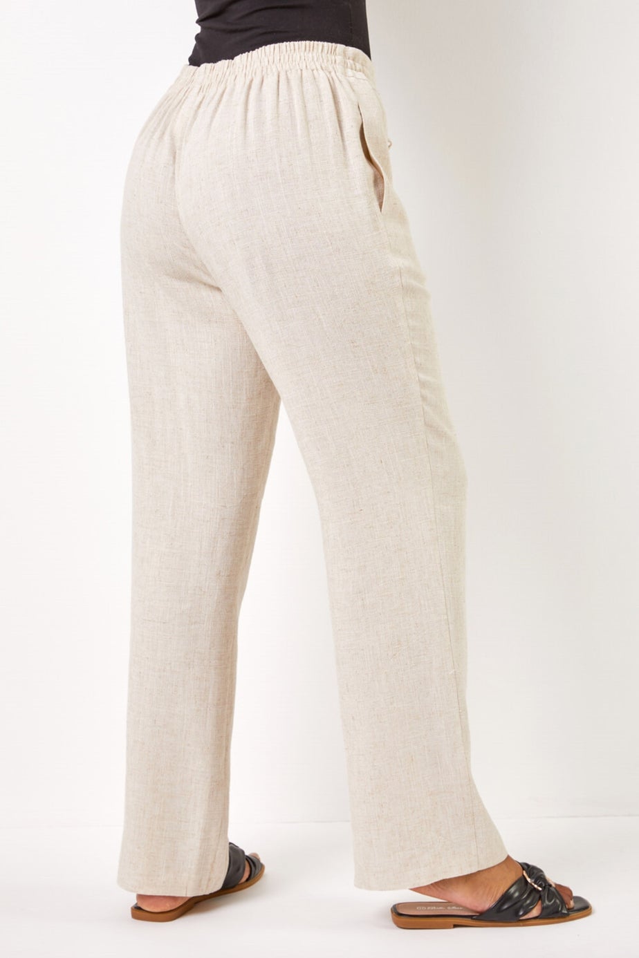 Roman Stone Petite Linen Tie Front Trousers