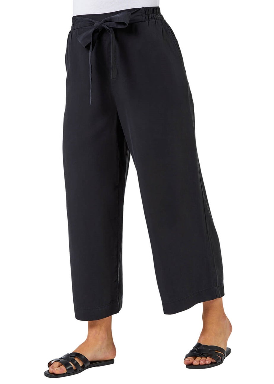 Roman Black Waist Tie Detail Culottes