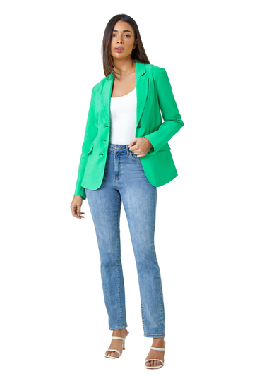 Roman Pale Green Button Detail Stretch Blazer