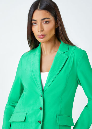 Roman Pale Green Button Detail Stretch Blazer