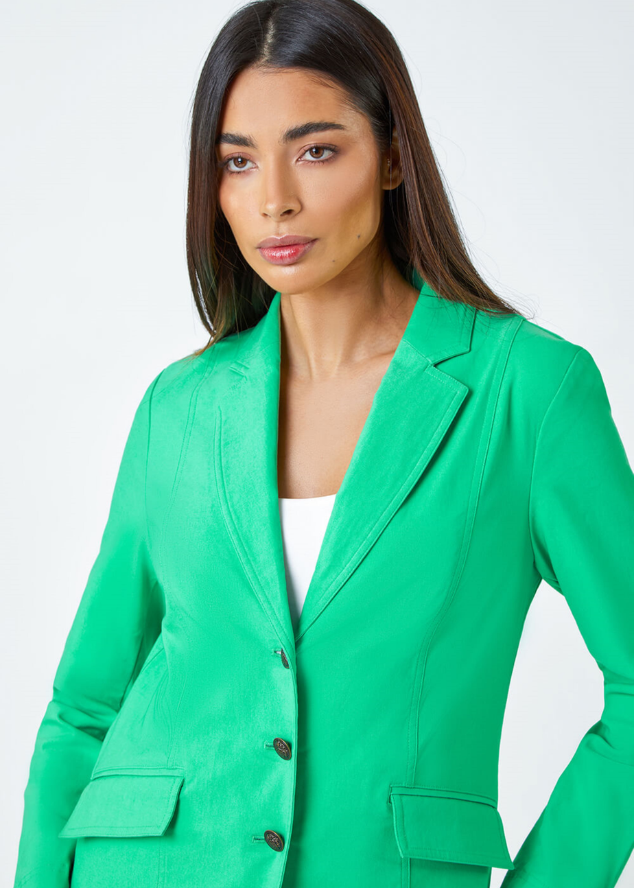 Roman Pale Green Button Detail Stretch Blazer