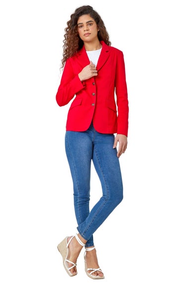 Roman Red Button Detail Stretch Blazer