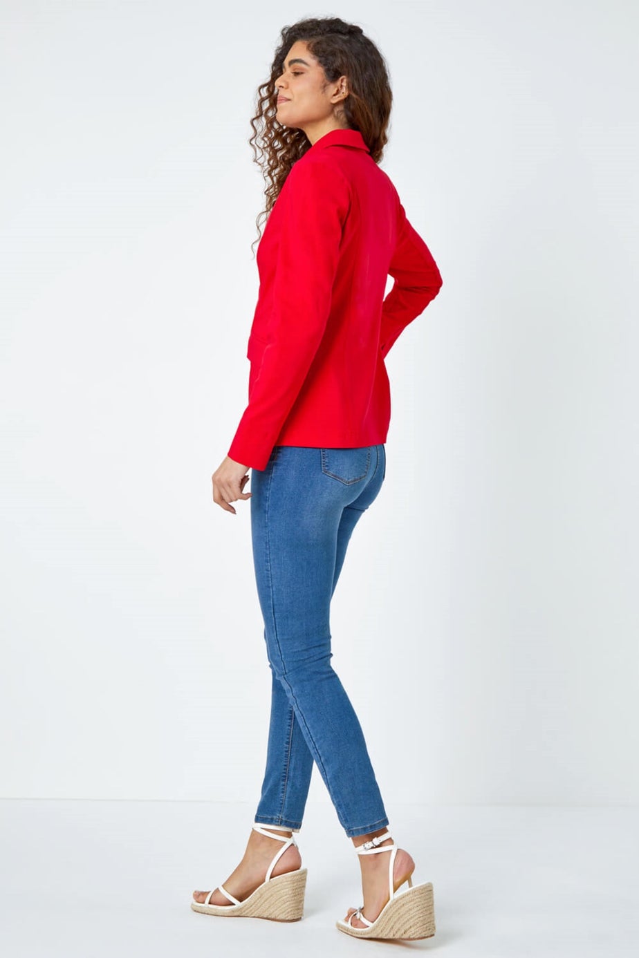Roman Red Button Detail Stretch Blazer