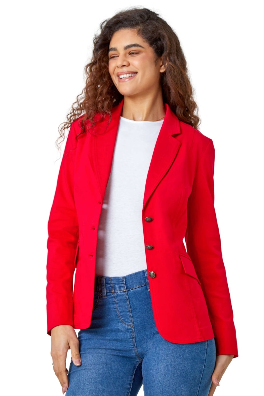 Roman Red Button Detail Stretch Blazer
