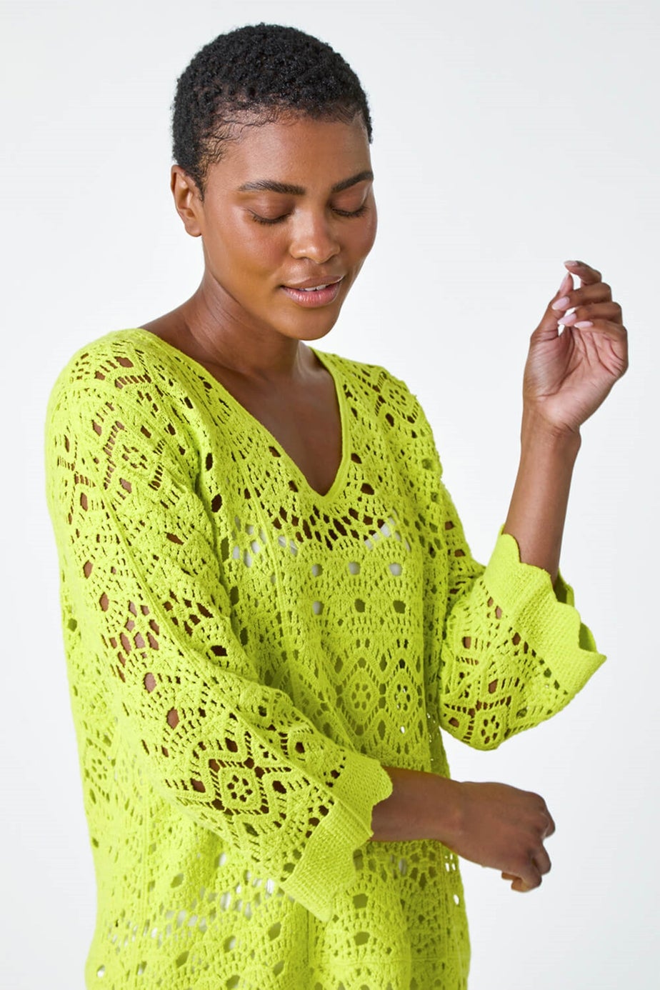 Roman Lime Cotton Crochet Tunic Top