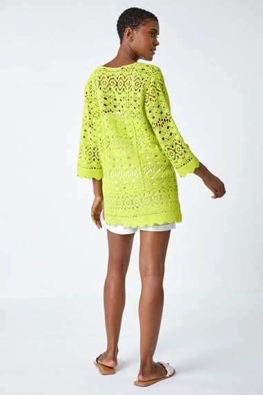 Roman Lime Cotton Crochet Tunic Top