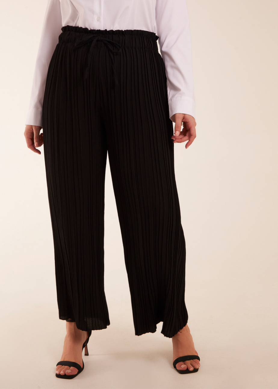 Blue Vanilla Black Curve Wide Leg Pleated Trousers