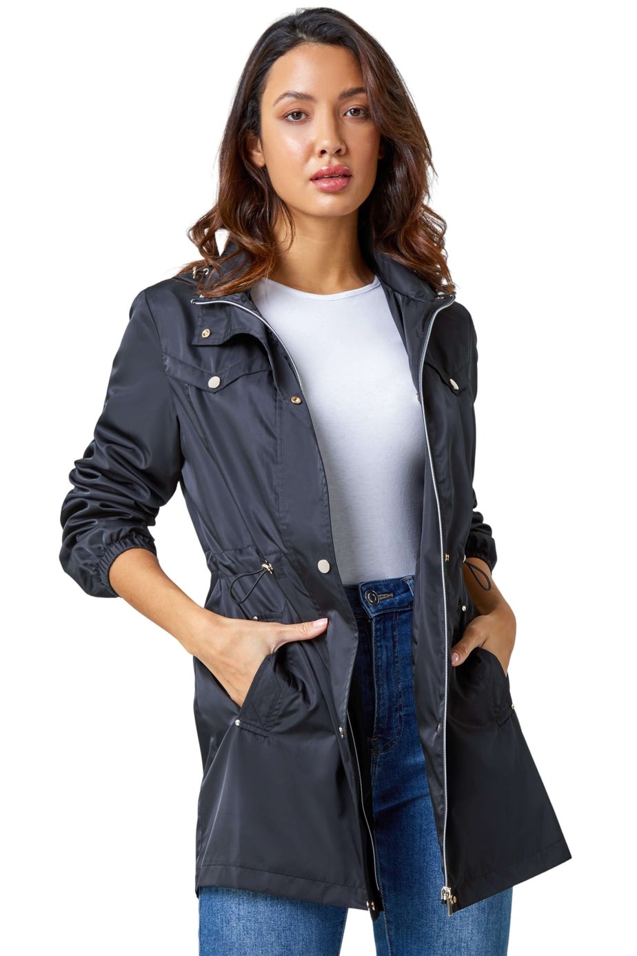 Roman Black Shower Resistant Longline Jacket