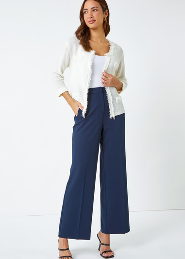 Roman Ivory Short Textured Boucle Cardigan