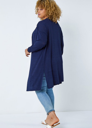 Roman Navy Curve Longline Cardigan