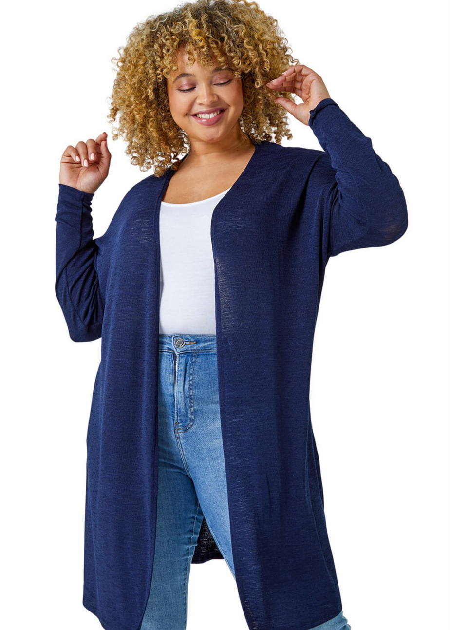 Roman Navy Curve Longline Cardigan