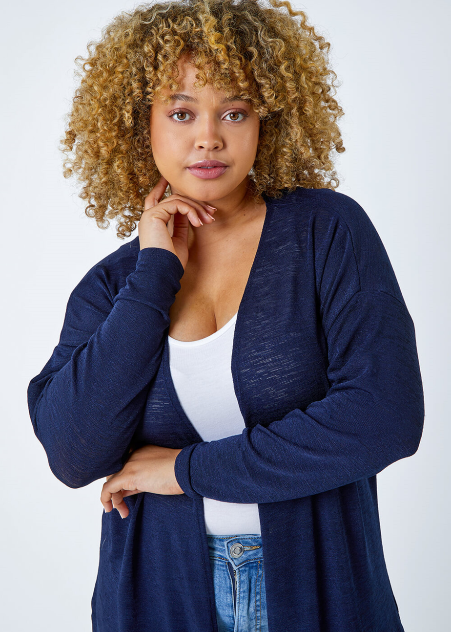 Roman Navy Curve Longline Cardigan