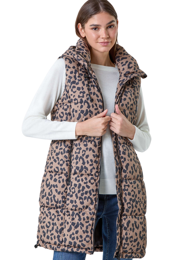 Roman Multi Animal Print Longline Hooded Gilet