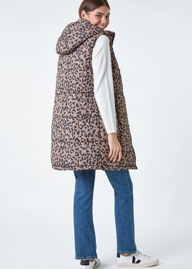 Roman Multi Animal Print Longline Hooded Gilet