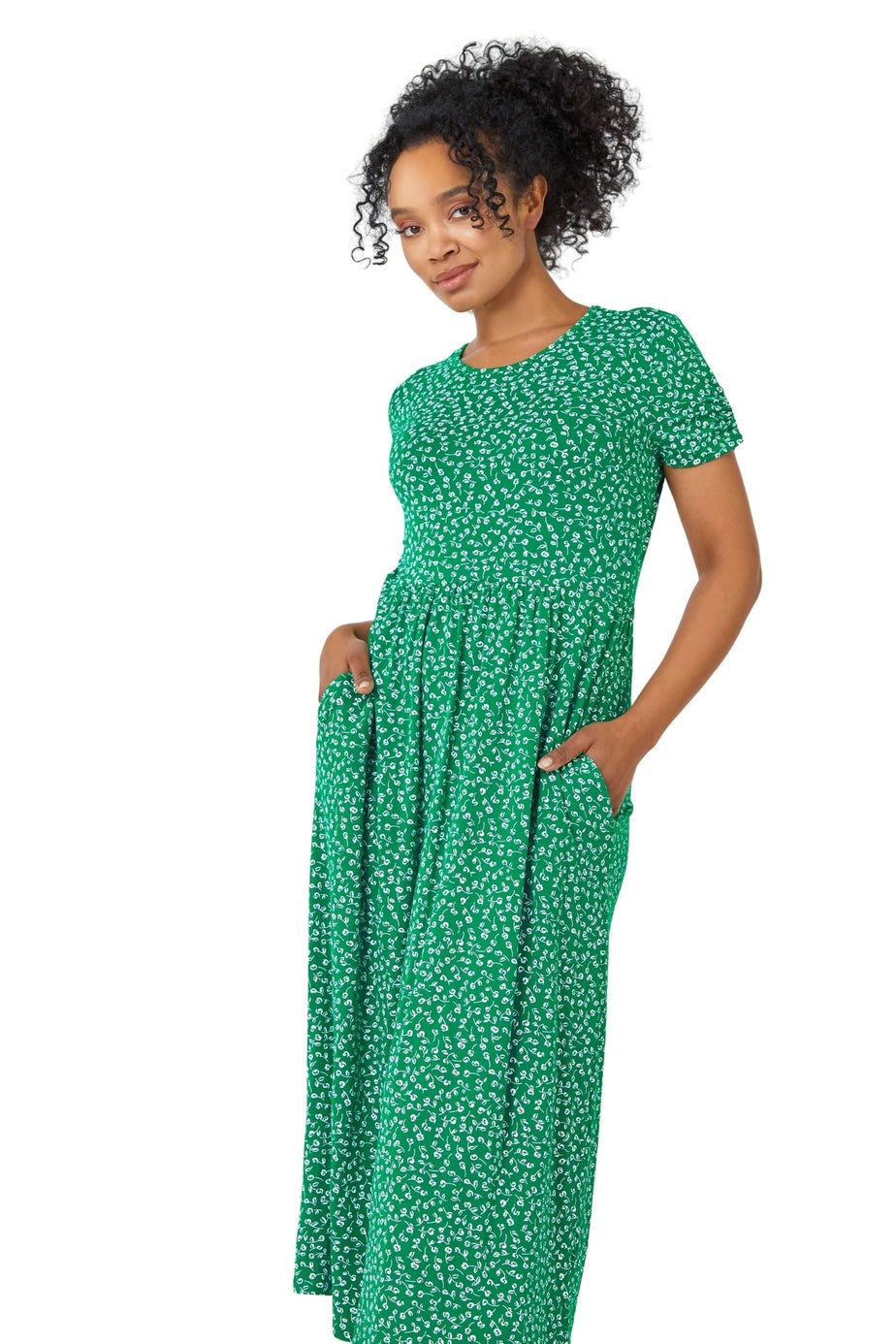 Roman Green Petite Floral Print Midi Dress