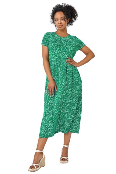 Roman Green Petite Floral Print Midi Dress