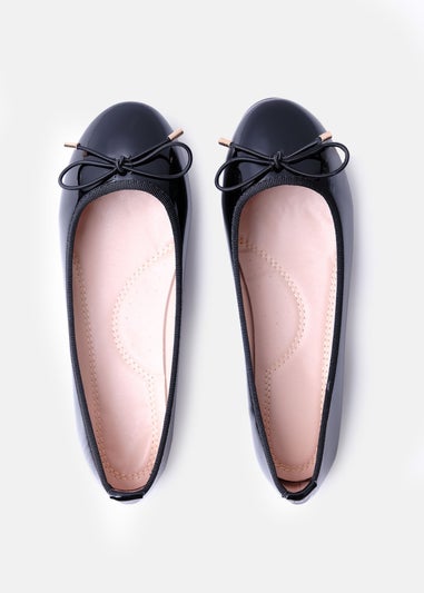 Where's That From Black Tallulah Wide Fit PU Flat Pumps