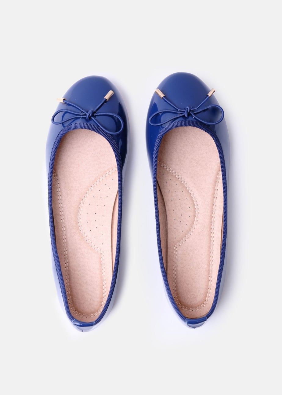 Where's That From Navy Tallulah Wide Fit Patent Flat Pumps