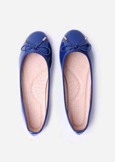 Where's That From Navy Tallulah Wide Fit Patent Flat Pumps