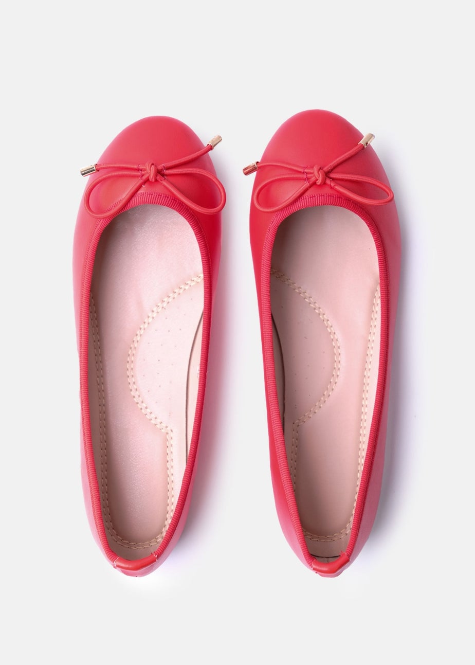 Where's That From Red Tallulah Wide Fit PU Flat Pumps