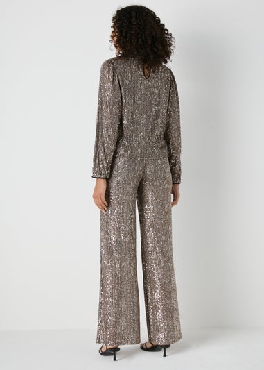 Et Vous Silver Sequin Wide Leg Co-Ord Trousers