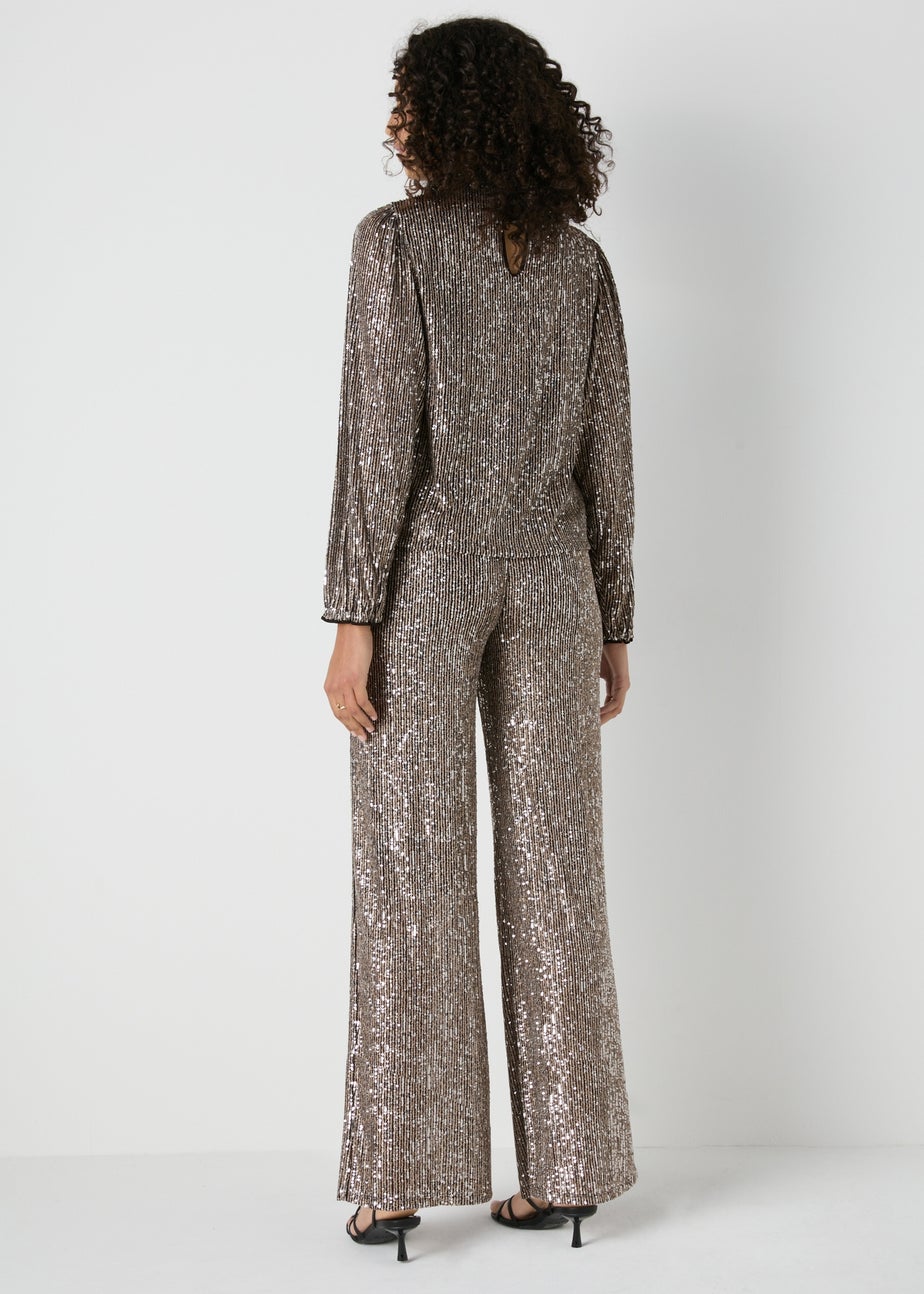 Et Vous Silver Sequin Wide Leg Co-Ord Trousers